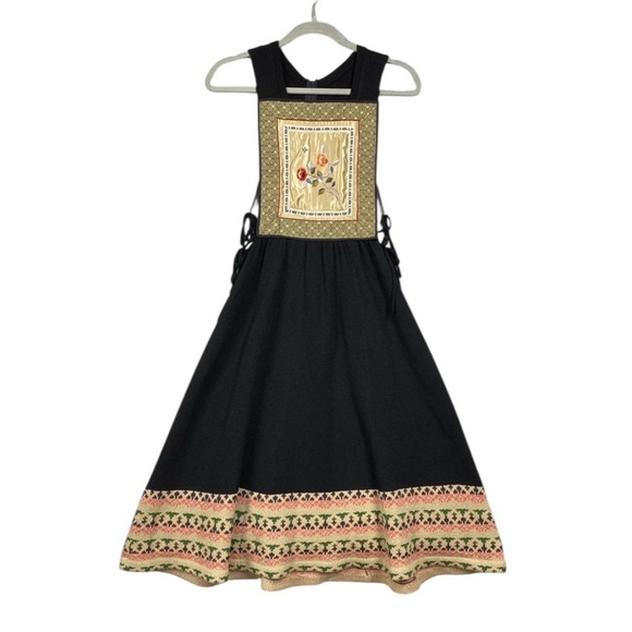 Miss Joann Dresses & Skirts - Vintage Miss Joann California Knit Apron Bib Fair Isle Floral Embroidered Dress